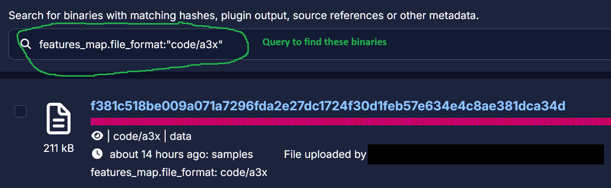 screenshot of feature query