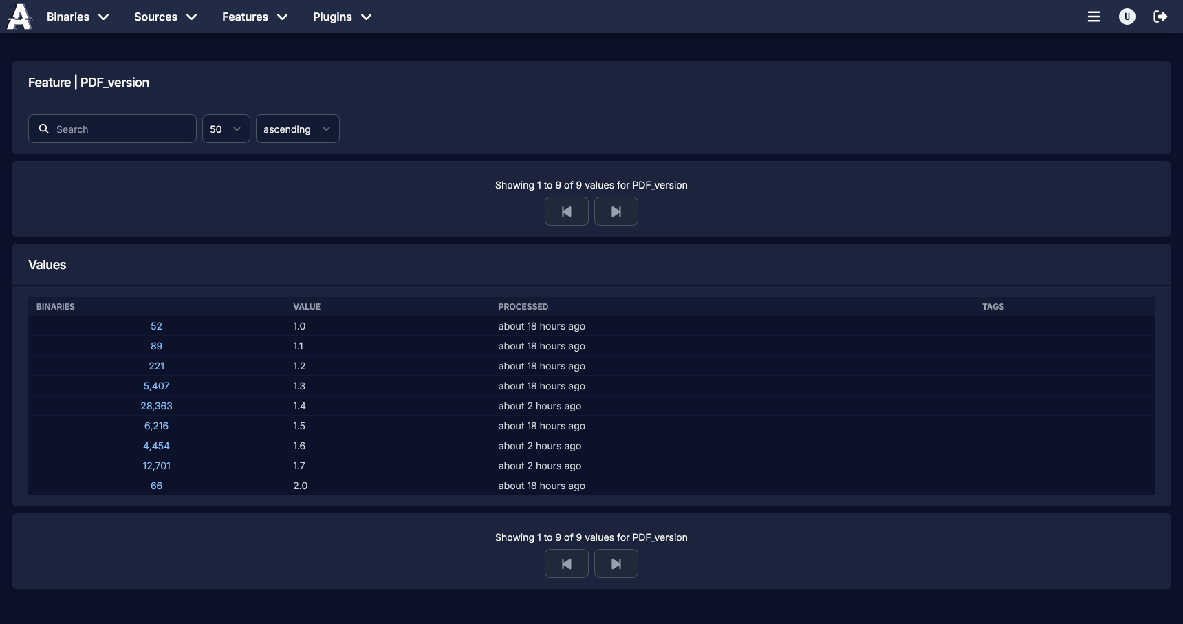 screenshot of feature selected page