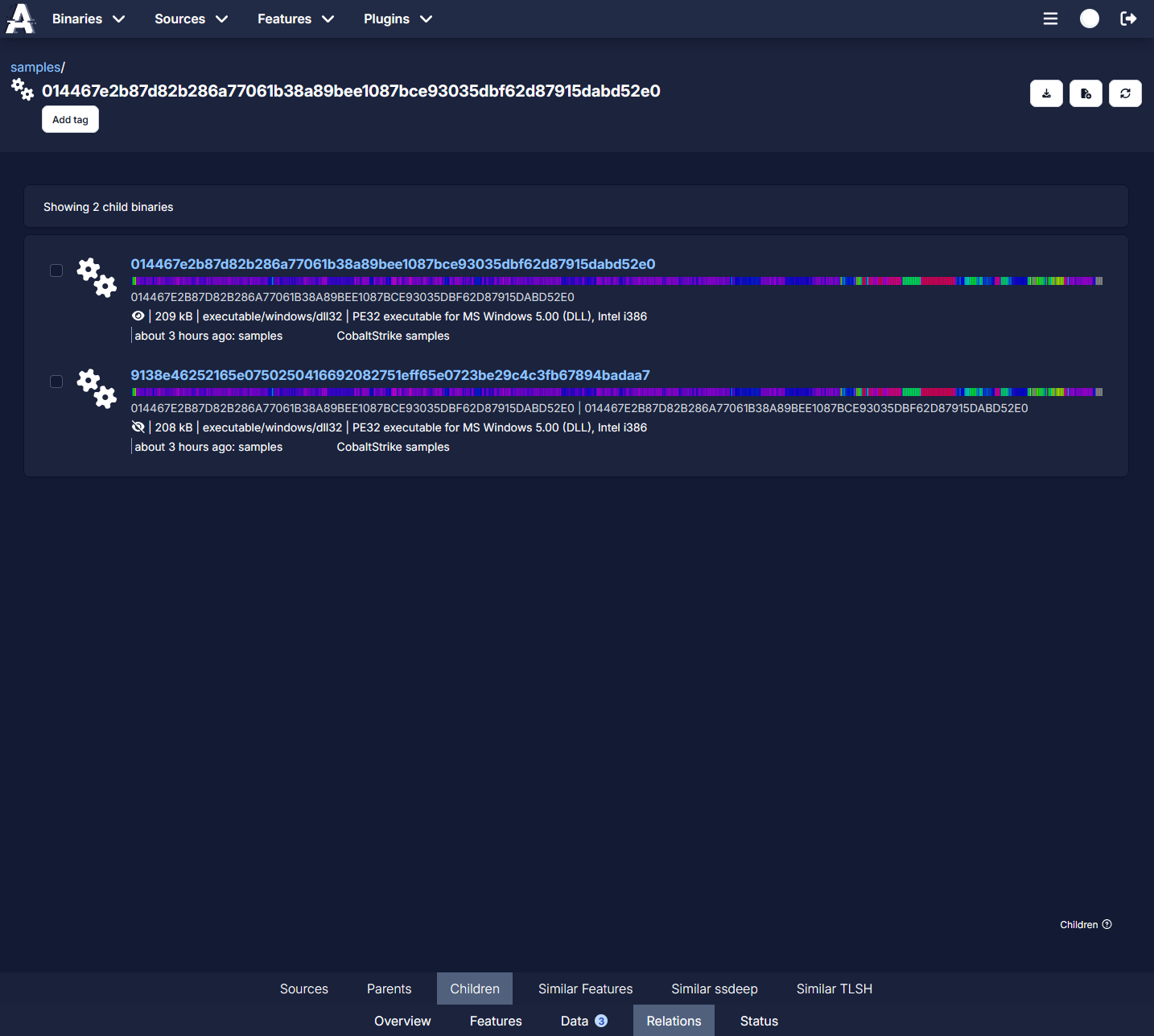 screenshot of binary children page