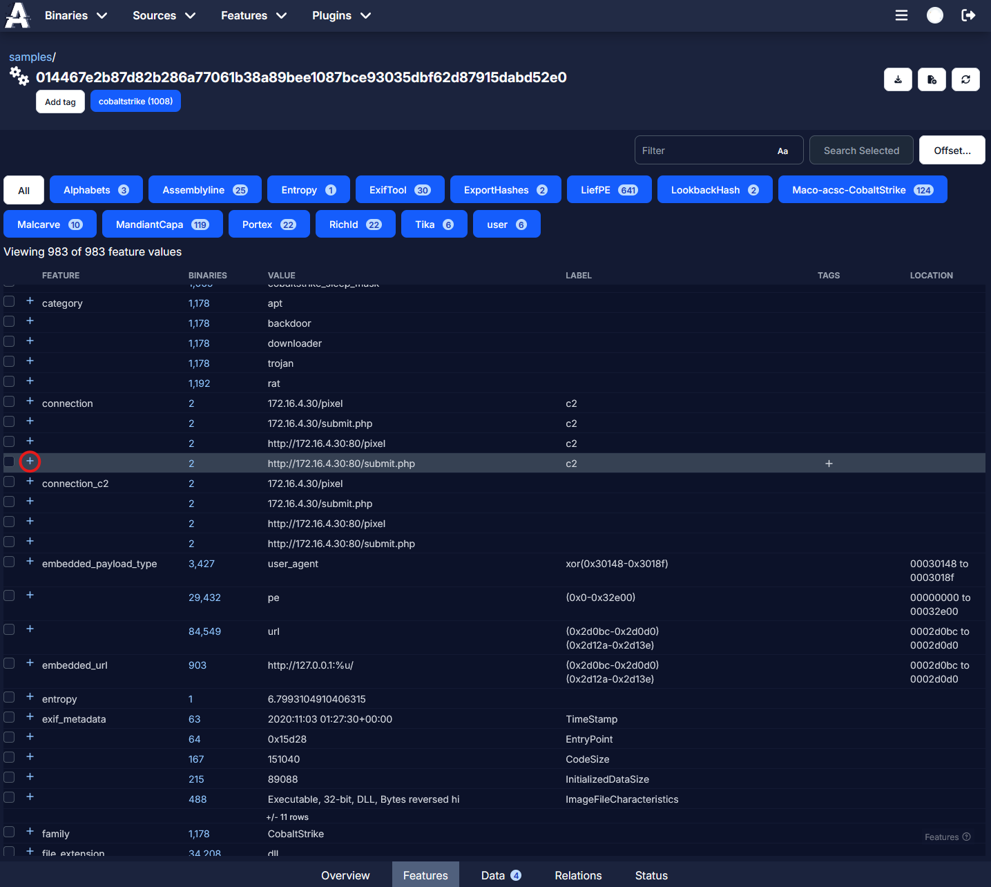screenshot of feature part