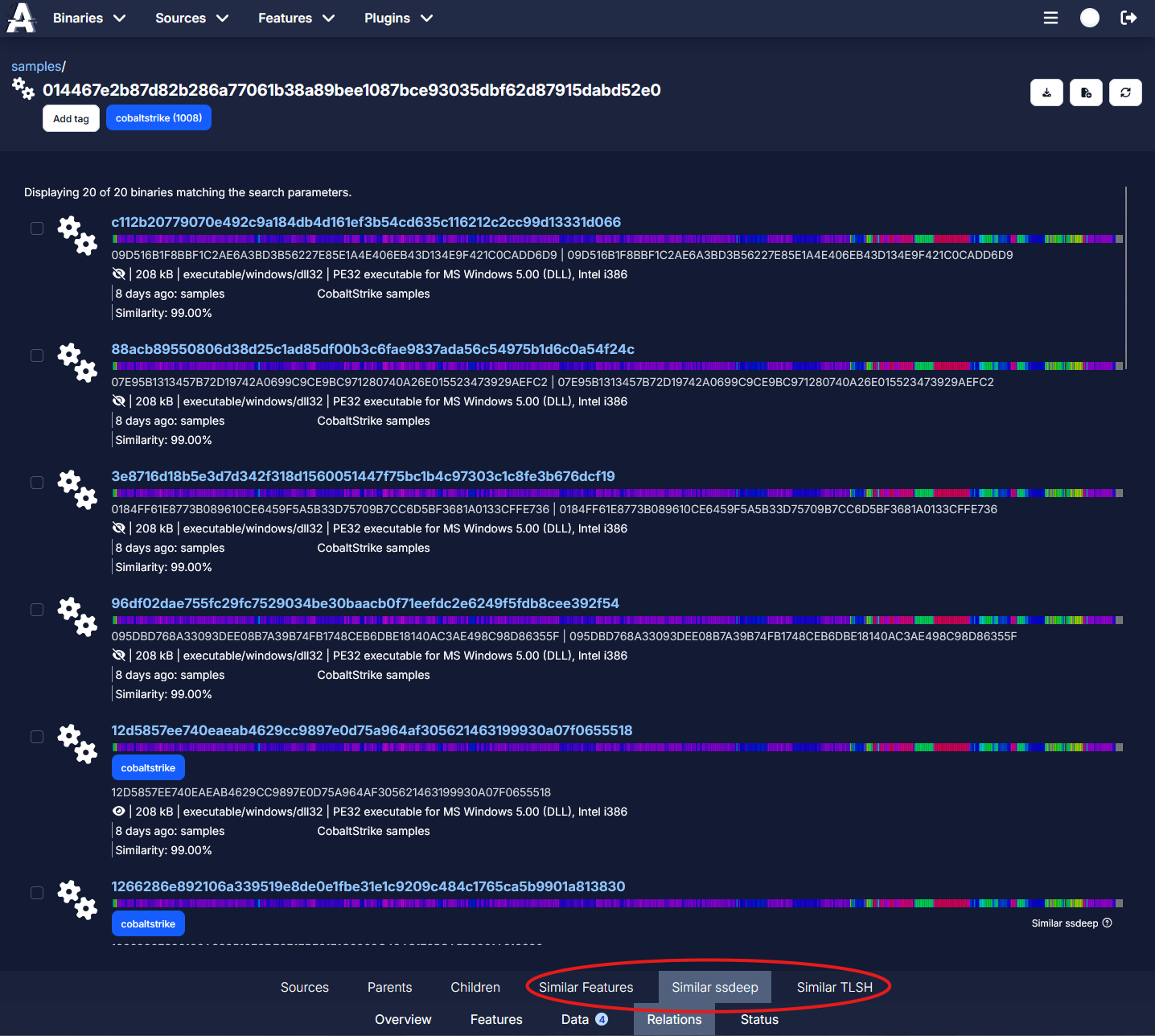 screenshot of similar ssdeep page