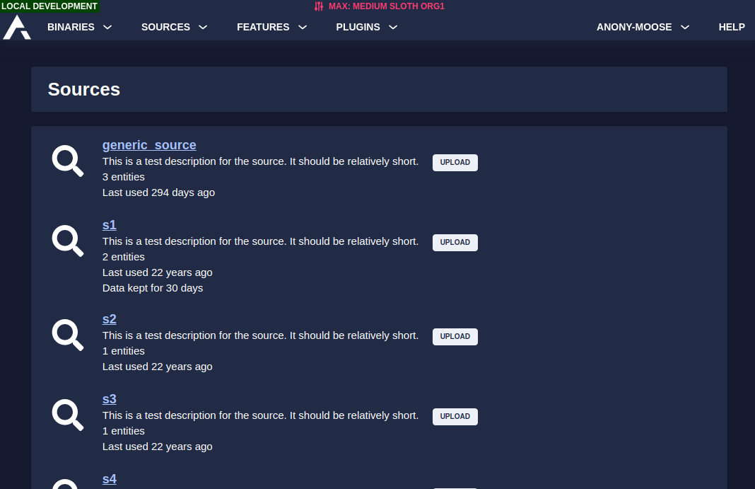 screenshot of source explore page