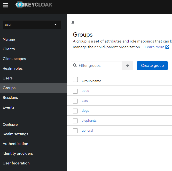 screenshot of all groups