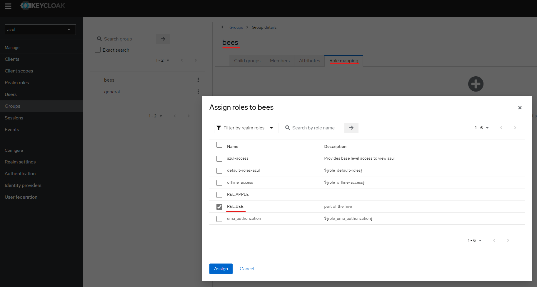 screenshot of creating group bees