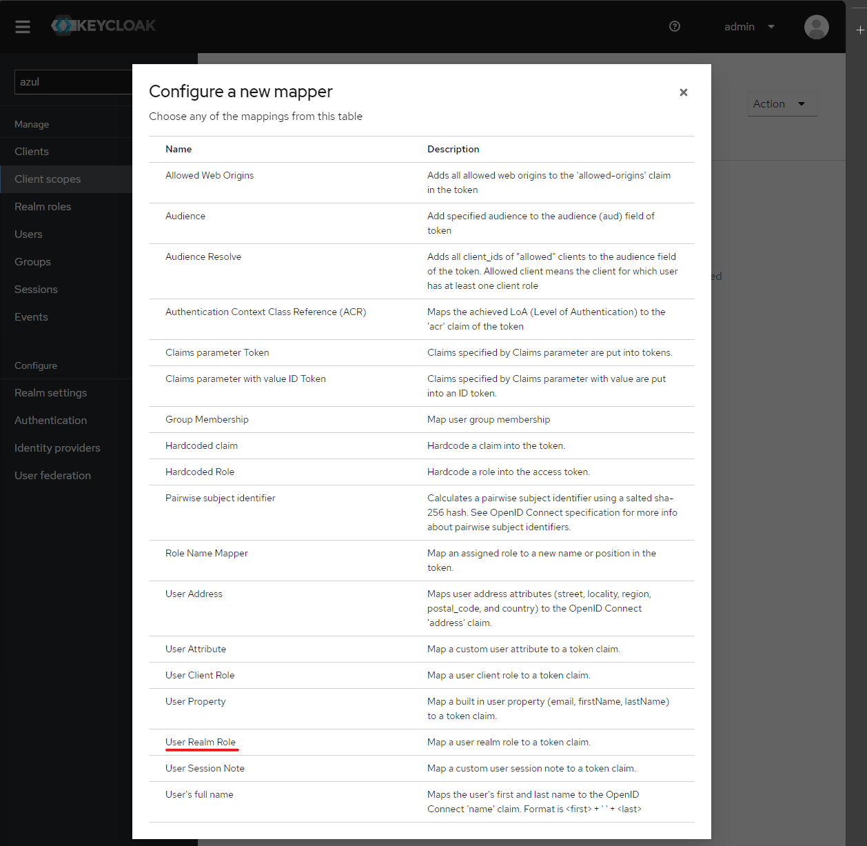 screenshot showing creation of scope mapper