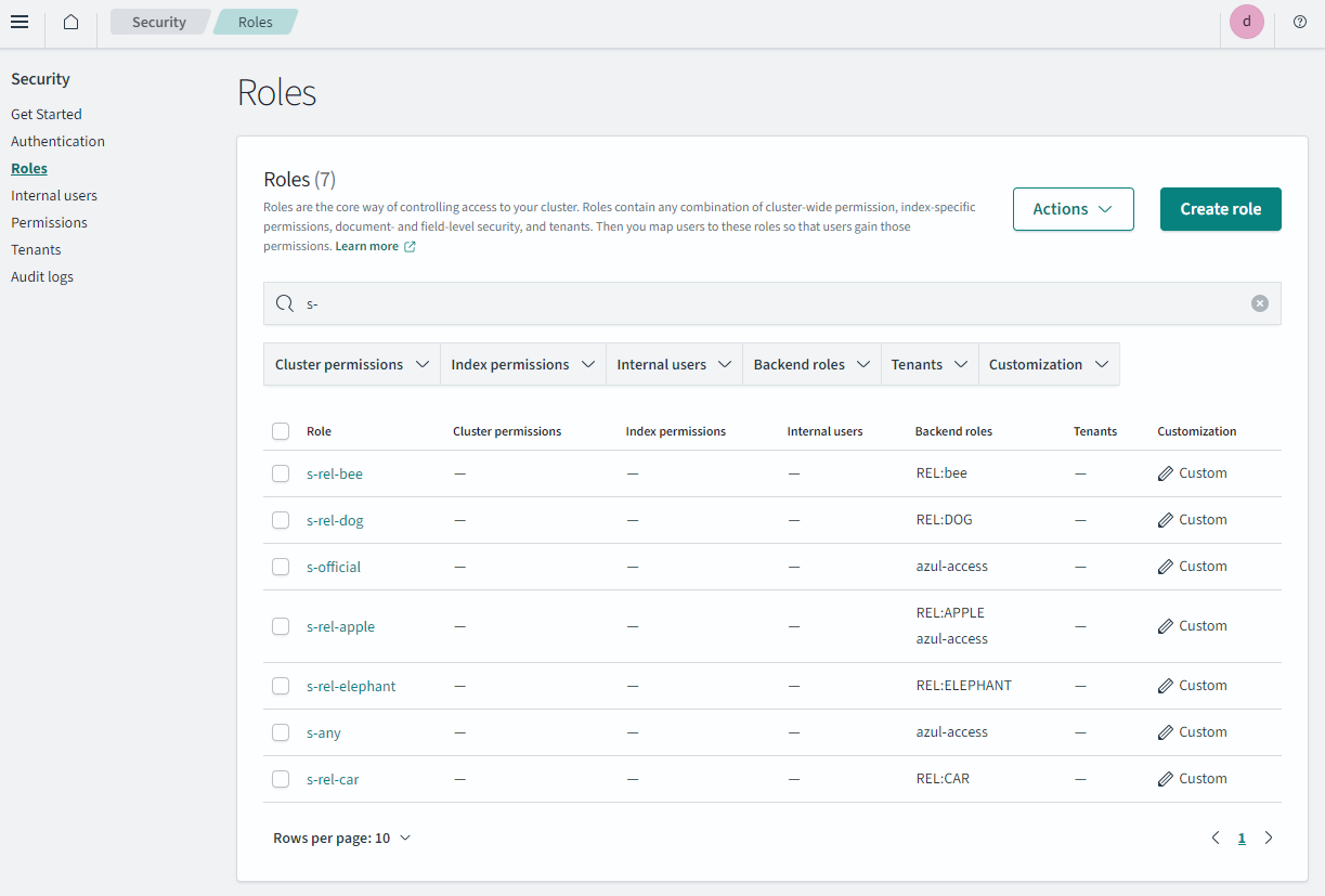 screenshot of completed role mapping